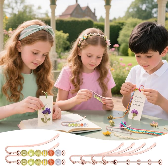 24 Pcs Beadable Bookmarks DIY Metal Bookmark Bar, Metal Beadable Blank Bar Beaded Bookmark Craft Jewelry Pendant DIY Modern, Charm Gifts for Book Lovers, Students, Teachers Office Supplies(Golden)
