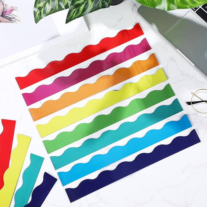 Qeeenar 24 Pcs Magnetic Borders for Classroom Bulletin Board Borders Magnetic Whiteboard Classroom Strips for Office Chalkboard Decoration(Rainbow Color)