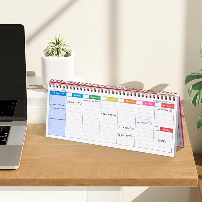 VICASKY Weekly Planner Spiral Book Desk Notebook Scheduler Calendar Bound Blank Desktop Undated Daily Planning Notepad Planne Pad Time Management Assignment Habit Tracker Plan Note Efficient Schedulin