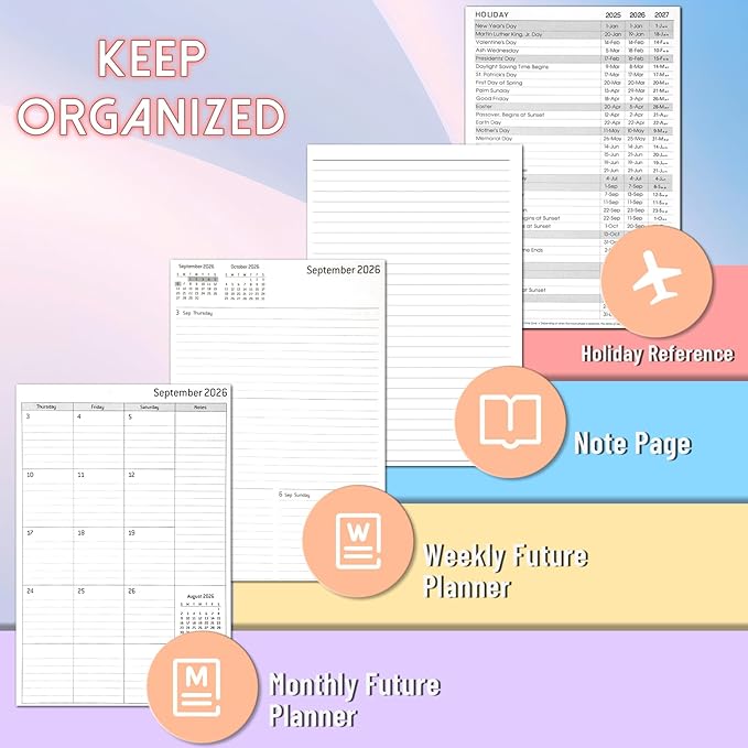 2026 Weekly & Monthly & Daily Planner from Jan 2026 - Dec 2026, 8.7" X 7", Planner Notebook 2026 with Pu Leather Cover 12 Monthly Tabs, Perfect Organizer, Rose Pink