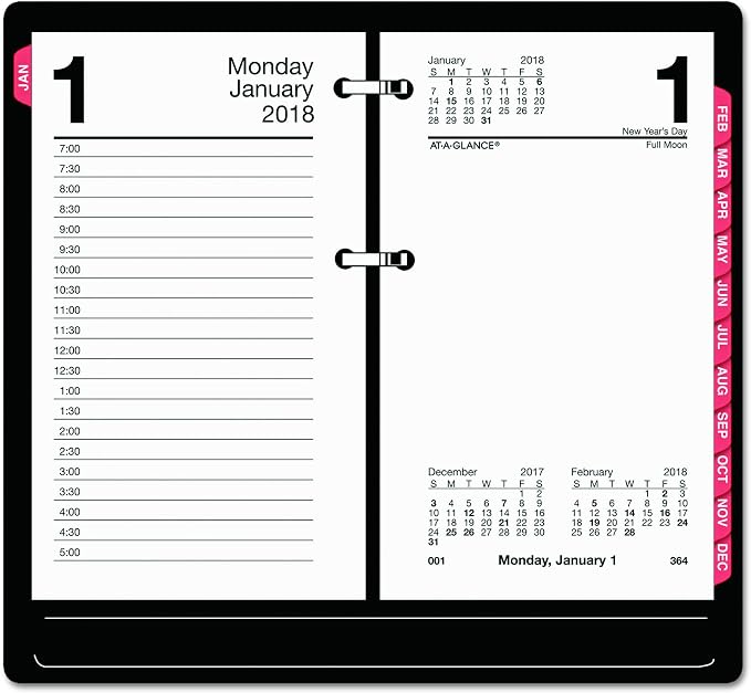 AT-A-GLANCE E717T50 Desk Calendar Refill with Tabs, 3 1/2 x 6, White, 2016