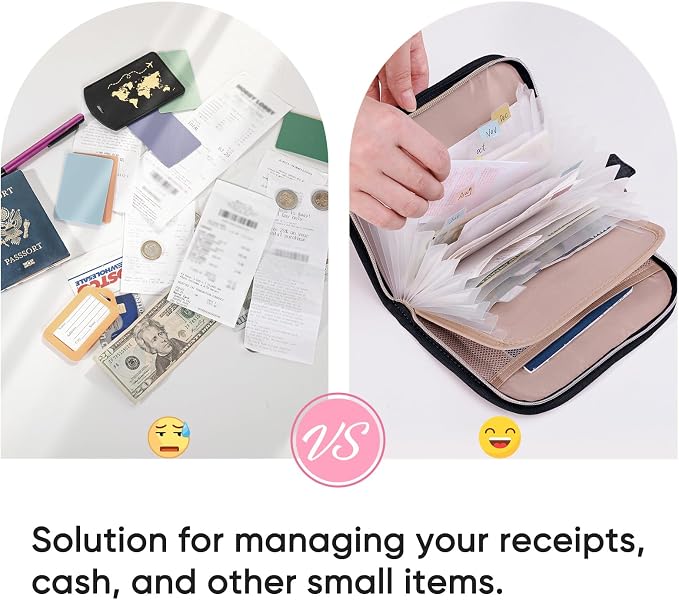 Receipt Organizer with 12 Pockets 8x5.5 Small Receipt Holder Organizer - Accordion File Organizer - Cash/Bill Organizer -Coupon Holder - Budget Binder Money Organizer for Travel, Business