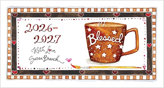 TF Publishing 2026-2027 Susan Branch Small Monthly Pocket Planner with 2 Page Large Calendar Grid and Lined Notes Section - 2 Year Pocket Calendar 2026-2027 Perfect for Purse - 3.5in x 6.5in