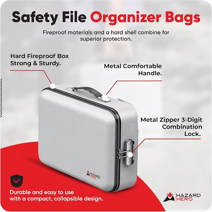 Fireproof Document Organizer, 12 Multi Layer Important Document bag, Fireproof and Waterproof Safe Storage Portable File Organizer with Lock for Legal Files, Laptop, and More