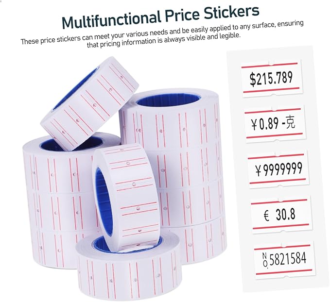 10rolls Paper Sticker Price Tags Self-Adhesive Price Stickers for Retail Stores Small Businesses