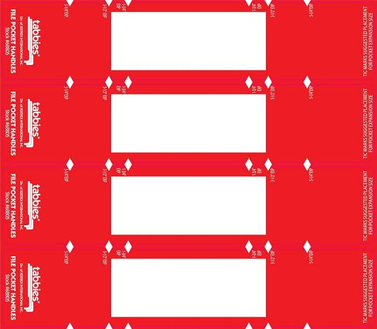 Tabbies File Pocket Handles, 9.63 X 2, Red/White, 4/Sheet, 12 Sheets/Pack