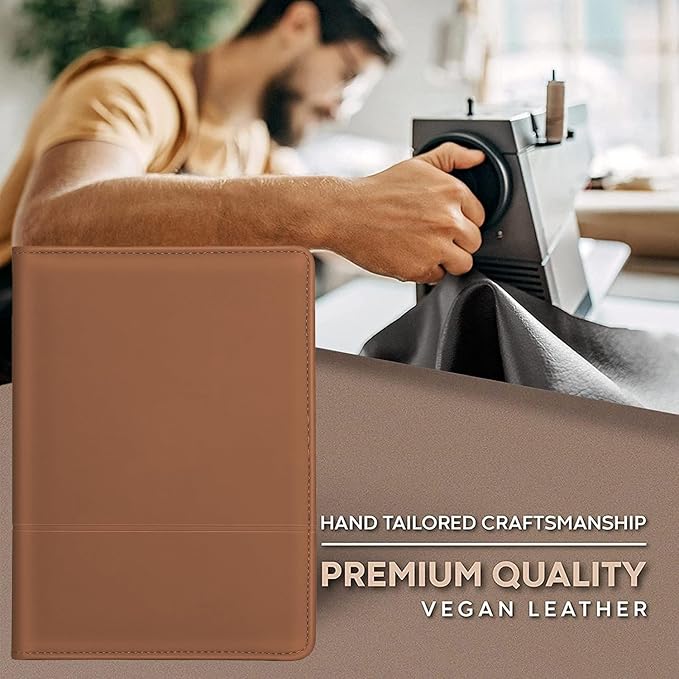 Padfolio/Portfolio Binder, Mini Padfolio Portfolio Binder 5 x 8 Legal Writing Pad, A5 Document Organizer Folder for Men Women, Brown