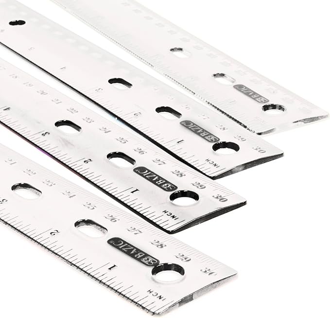 BAZIC Products Plastic Clear Rulers 12 inch (30cm), Inches Centimeter Metric Ruler Measuring Long Ruler, Straight Edge Ruler for Students School Supplies, 24-Pack