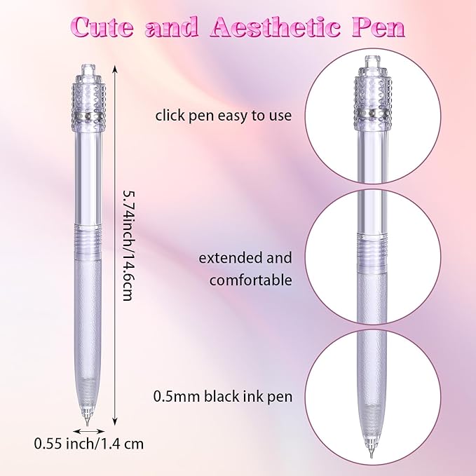 Fidget Pens for Adults, 2PCS Sensory Pens 0.5mm Fine Point No Bleed Quick Dry Gel Pen for Office, School, Note Taking, Stress Relief, Smooth Writing Ballpoint Pen for ADHD White & Purple
