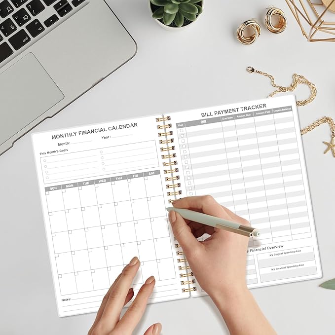 Bill Organizer - Monthly Bill Payment for Personal Budgeting Financial, Payments Checklist Organizer, 5.8" x 8.5", Teal Floral