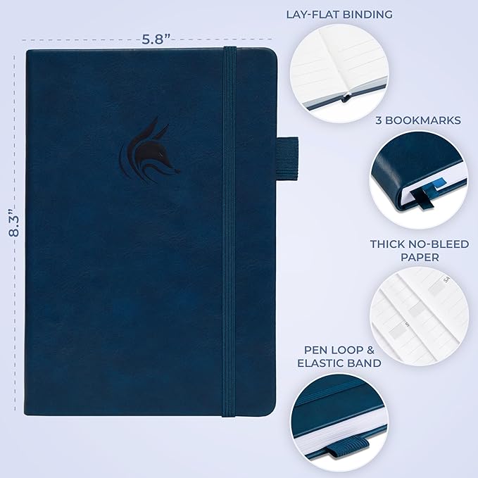 Clever Fox Planner Schedule – Undated Weekly & Monthly Life Planner with Time Slots, Appointment Book & Daily Organizer, A5 (Dark Blue)