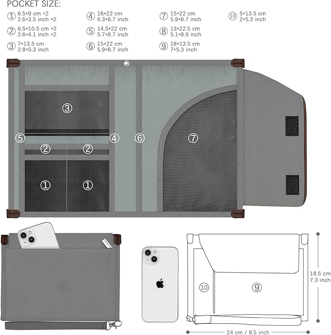 Mayplous A5 Conference Folder Business Organiser Bag Notepad Carrying Case Document Case A5 Portfolio Organiser Portfolio Binder with Zip (Smoke Grey)