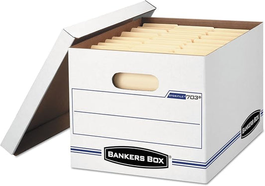 Bankers Box Products - Bankers Box - Stor/File Storage Box, Letter/Legal, Lift-Off Lid, White, 6/Pack - Sold As 1 Pack - Light-duty stacking strength for storage with or without shelving. - Double-bot