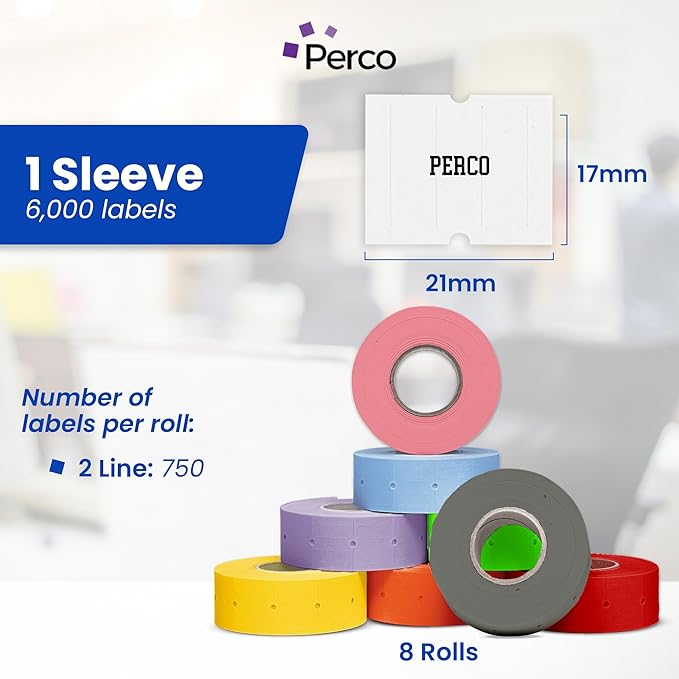 Custom Price and Date Labels for Perco Pro 2 Line Guns - Choose Color, Font and Imprint - 1 Sleeve, 6,000 Labels