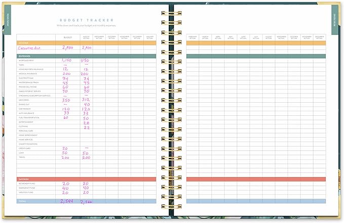 Orange Circle Studio 2026 Planner, Bella Flora, 11.1" x 9.6", Deluxe Extra Large Spiral, August 2025 to December 2026, Weekly & Monthly Notebook, For School or Work, Appointment & Budget & Goal Tracker