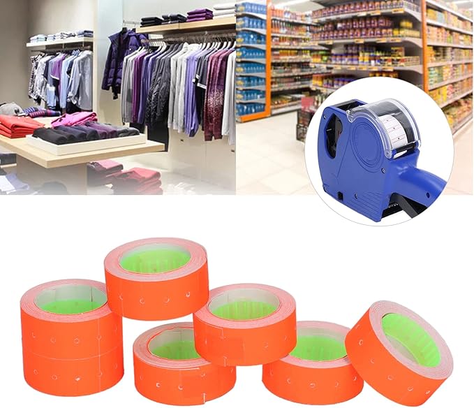 Pricing Labels Roll, 15000pcs 21x12mm Adhesive Price Tags with Red Line for Price Gun Labelers Compatible with MX5500 M5500 AK813 HG979 (Fluorescent Green) (Fluorescent Yellow) (Orange) (Red)