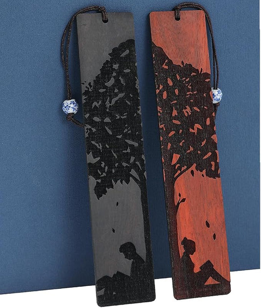 Couple Bookmarks for Men Women, Unique Wood Bookmark, Couple Gift for Men Women Boyfriend Girlfriend, Anniversary Gift (Reading Under The Tree)