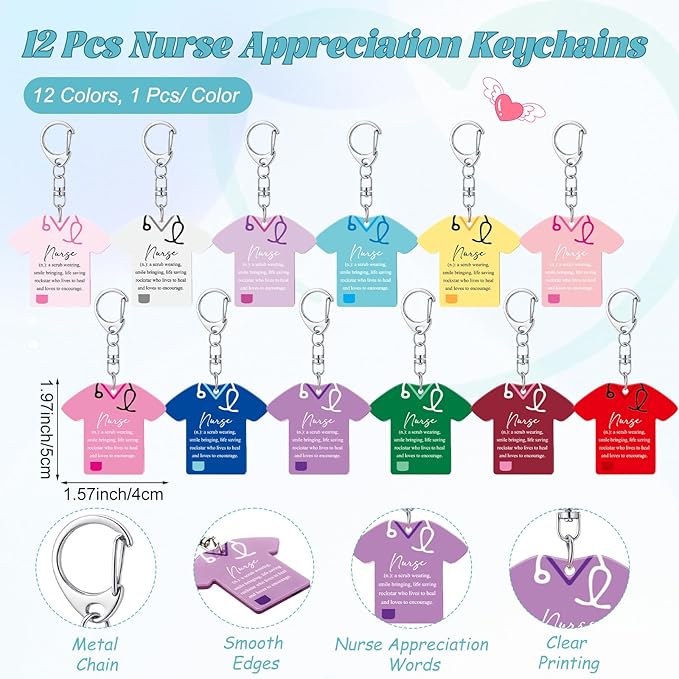 Jetec Nurse Appreciation Gifts Bulk 2026 Nures Week Pens for Women Men Graduation Students Inspirational Bookmark Card Ballpoint Pen Keychain for Nursing Coworker Assistant Thank You Gifts(12 Sets)