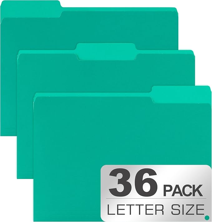 36 Packs Colored File Folders,1/3 Cut Tabs File Folder,Bright Green File Folders,Manila File Folders,Two-Tone File Folder for Office School Business