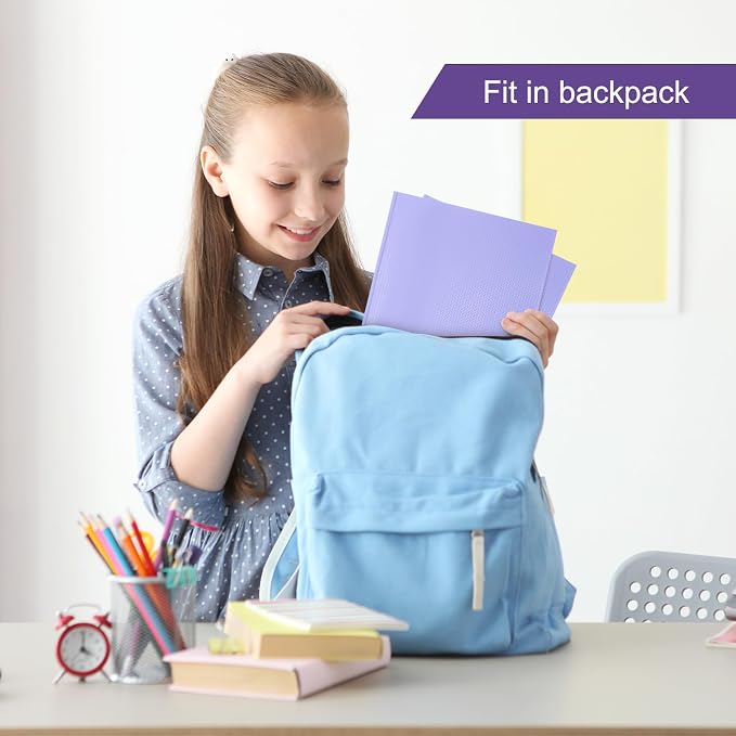 ViVin Sturdy Plastic Folder with Pockets,12 Pack,Heavy Duty Two Pocket 3 Prong Folders,Holds Letter Size Paper,File Folders with Business Card Slot for School Home and Office(Light Purple)