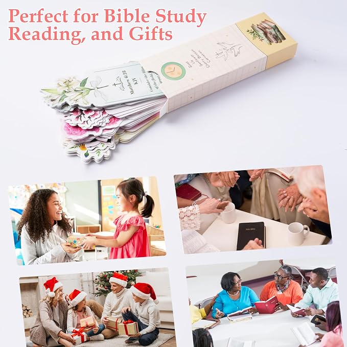 Bible Bookmark for Women, 80 Scriptures Religious Inspirational Bible Verse Bookmarks for Christian Gifts, Prayer Cards, Pink Scripture Book Marks for Reading Women, Book Lovers, Church Gifts in Bulk