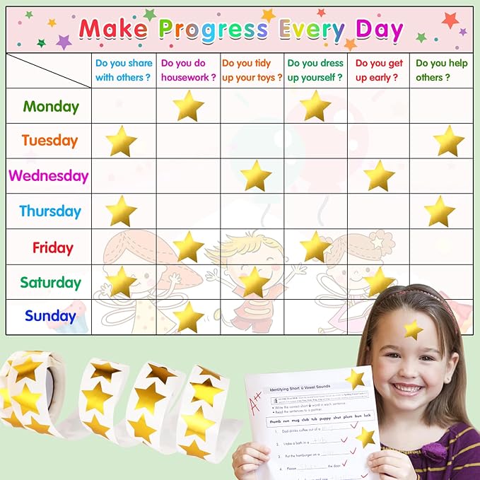 SANNIX Gold Star Stickers,1.5 Inch Gold Star Stickers for Kids Reward Metallic Foil Labels 500Pcs Stars Sticker for DIY Crafts Classroom Teachers