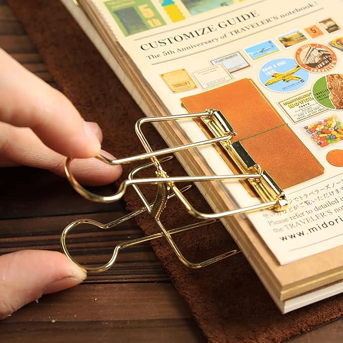 4Pcs 51mm Gold Hollow Out Long Tail Wire Binder Clips Paper Binder Clip Large, Small in Size and Light in Weight, Office Products Tape, Adhesives and Fasteners, Binder and Paper Clips