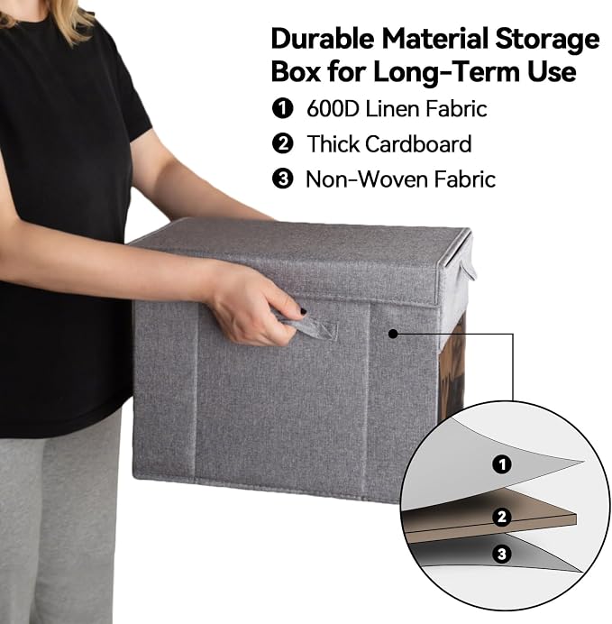 4 Pack Comic Book Storage Box with Lid, Collapsible Magazine Organizer with Clear Window, Heavy Duty Case Container Holder, Grey