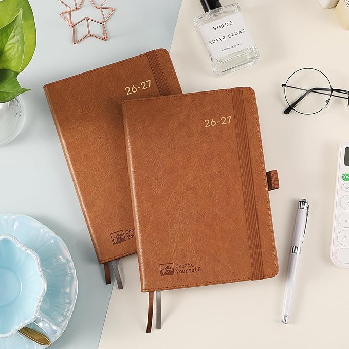 2026-2027 Planner - Academic Planner 2026-2027 Weekly Monthly Planner, July 2026 - June 2027, 5.7'' x 8.4'', Thick Paper, Leather Cover, Pen Holder, Back Pocket, Perfect Daily Organizer - Brown