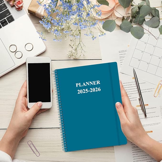 2025-2026 Planner - 8.5" x 11" Weekly Monthly Planner from July 2025 to June 2026 with 12 Monthly Tabs, Inner Pocket, Elastic Closure, Teal
