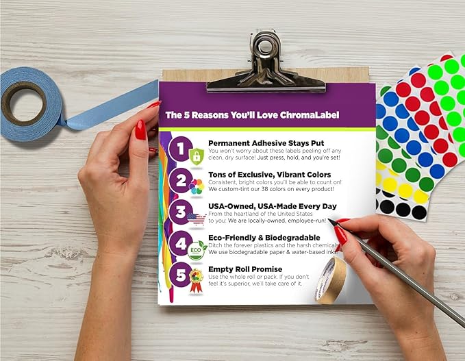 ChromaLabel 1 x 1.50 Inch Printable Labels, Compatible with Laser and Inkjet Printers, 2450 Stickers per Pack, White, Permanent