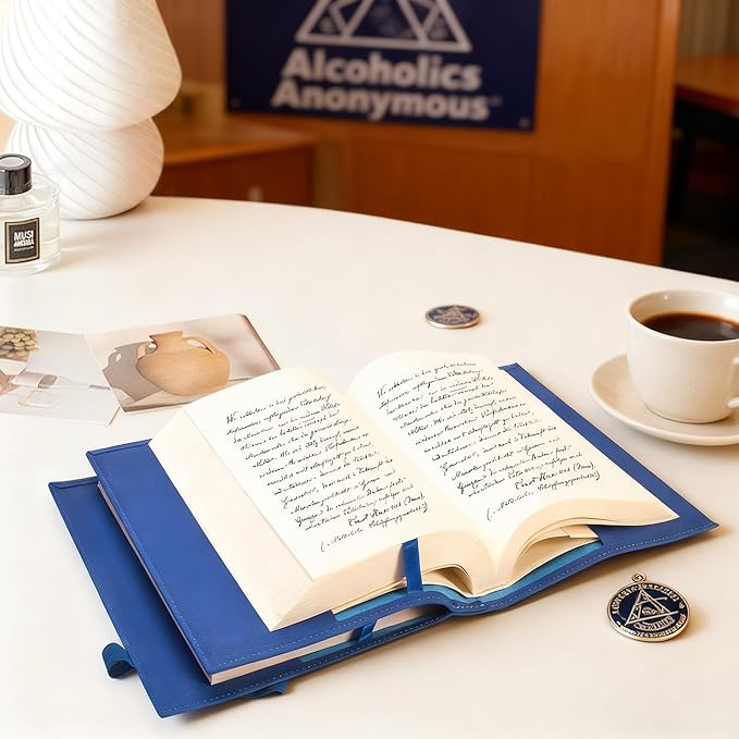 Premium Double AA Big Book Cover,PU Leather Book Cover with Coin Holder,Perfect for AA Big Book and 12 Steps & 12 Traditions
