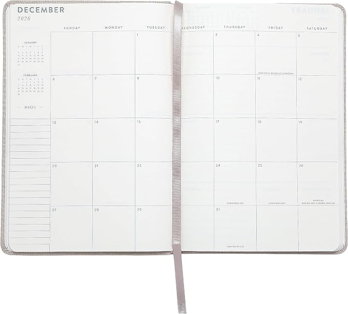 WORLD TRAVELER 2026 Planner - 6x8 Inch Weekly and Monthly Calendar Planner Agenda Book with Bookmark & Ribbon for School and Office, Size 6X8, White Bloom