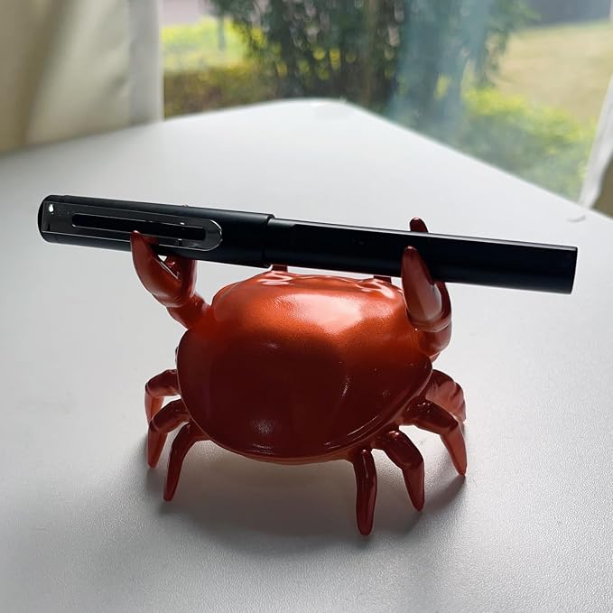 1Pcs Weightlifting Crab Pen Holder Funny Crab Pen Holder for Storage Office Desk Display Decorations (Red)