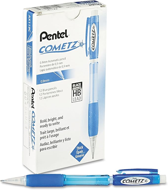 Pentel AX119C Cometz Mechanical Pencil, HB #2.9mm, Blue, Dozen