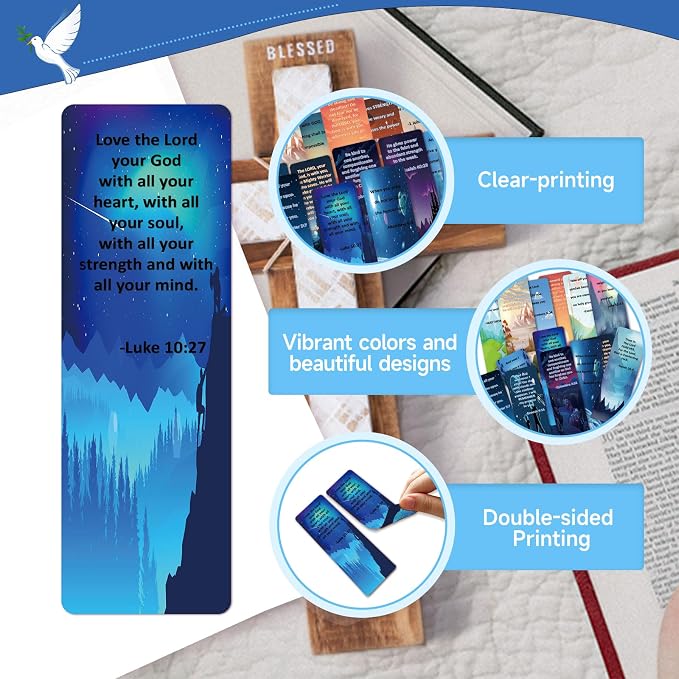 100 Pcs Christian Bible Verse Bookmarks with Full Scripture: 20 Styles, Religious Motivational for Any Occasion Bulk Christian Gifts for Women