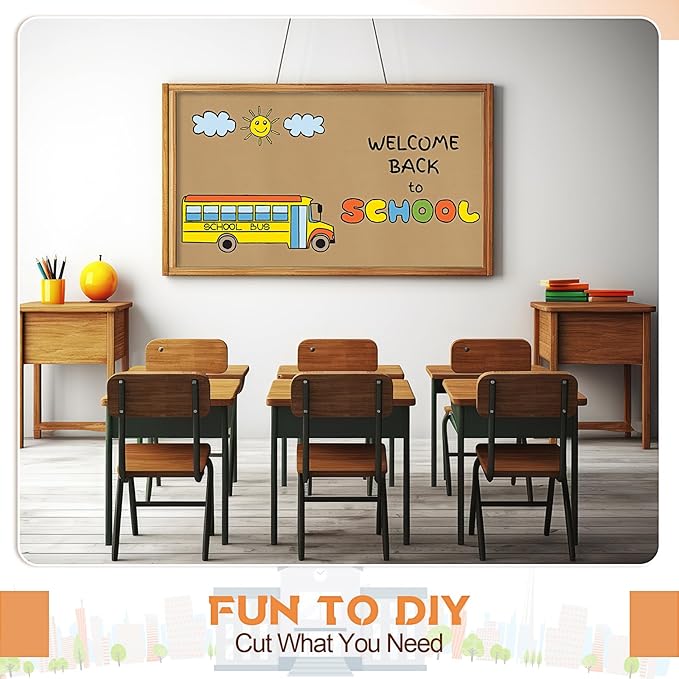 Hahafelt 16 in x 40 Ft Fabric Bulletin Board Roll Classroom Non Woven Fabric Background Decorations Waterproof Wrinkle Resistant Bulletin Board for Back to School Wall Decor(Brown,Pure)