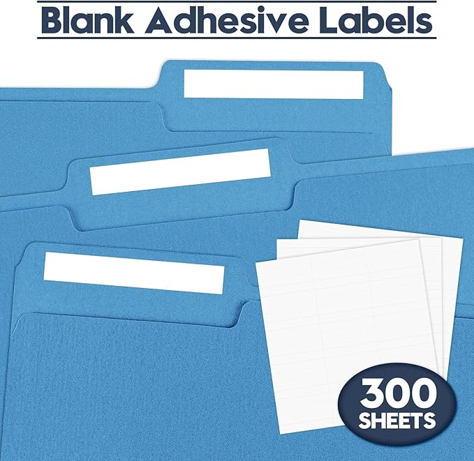 File Folders,150 Pack 1/3 Cut Tab Colored File Folders,Letter Size 8.5" x 11",Bulk Durable Paper Folders with Blank Labels for Office Business School Home Use,Navy Blue