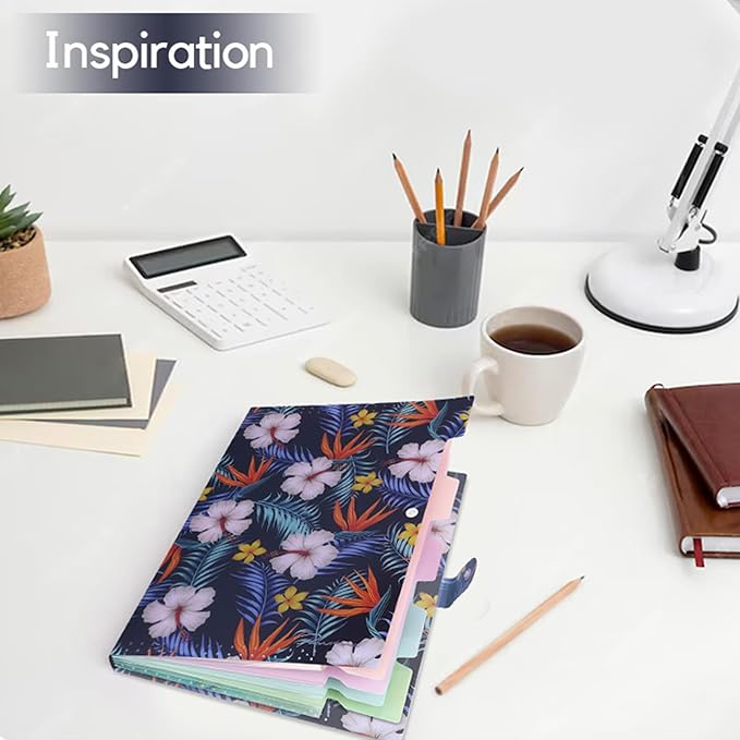 Flower Series Expanding File Folder, Vintage Floral Elegant Funky Cute Retro Document Organizer for Document Arrangement - Black/White Floral