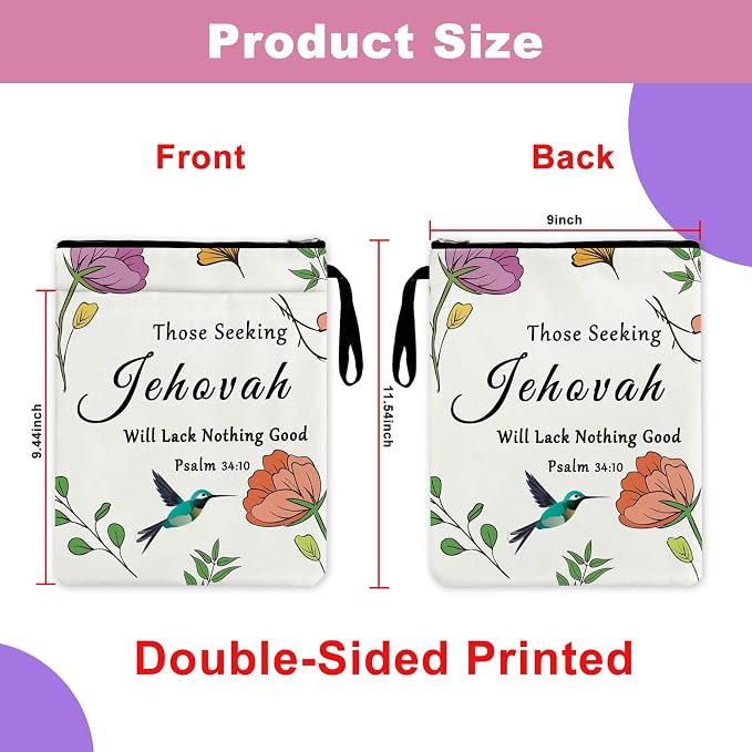 Jehovah Gifts Book Sleeve Book Covers for Paperbacks Jehovah Witness Baptism Gifts Bible Gifts for Women Christian Book Protector Pouch Bookish Gifts for Book Lovers Birthday Christmas Gifts
