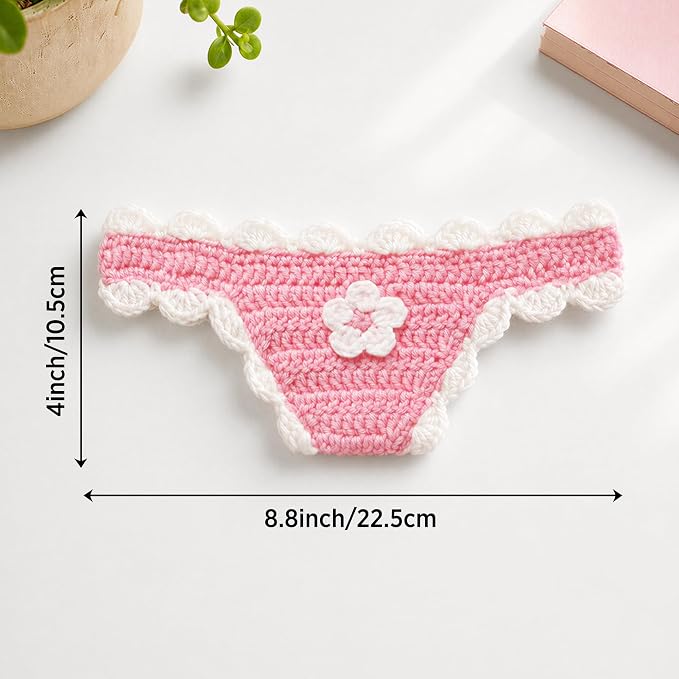 Crochet Bikini Bookmarks for Women, Underwear Shaped Bookmark | Handmade, Page Holder, Bookish Gift for Book Lovers, Soft Stretchy Acrylic Yarn, Light Pink