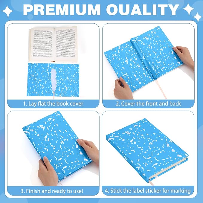 Gilprop 6 Pack Jumbo Stretchable Book Covers, Colorful Covers for Textbook Protection and Care, Washable Reusable Protective for Paperbacks Hardcover Books(Composition Book,Colorful,9-11inch)
