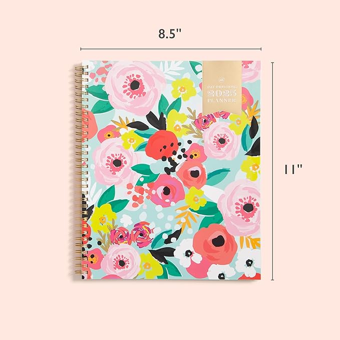 Blue Sky Day Designer 2025 Weekly and Monthly Planner Calendar, January 2025 - December 2025, 8.5" x 11", Frosted Cover, Wirebound, Storage Pocket, Secret Garden Mint