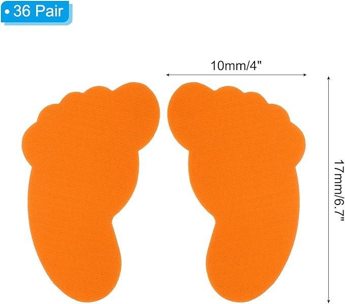 PATIKIL Foot Shaped Carpet Markers, 72pcs (36pairs) Nylon Floor Spots Markers Colorful Hook and Loop Marker Dots for Classroom Teacher Supplies, Orange