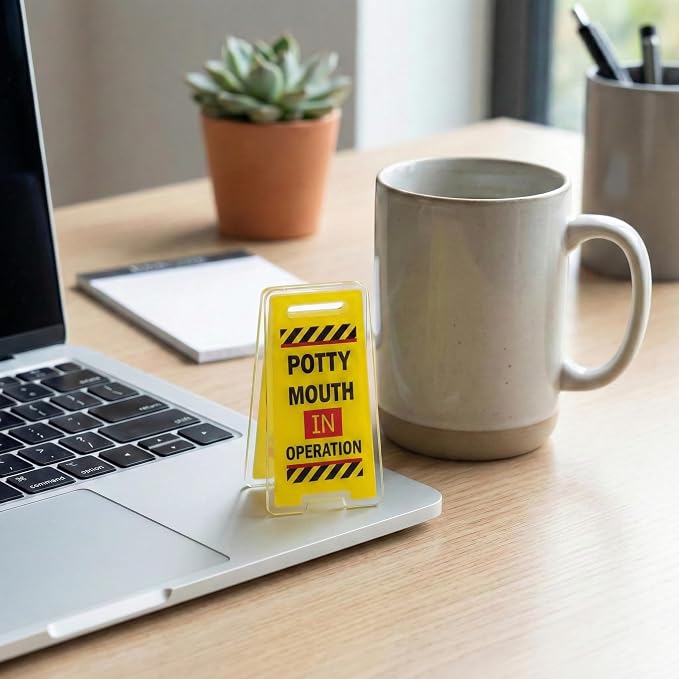 16 Pcs Office Note Holder Clips, Mini Acrylic Yellow Desk Signs Decor Gift for Colleague Leader Employee Birthday