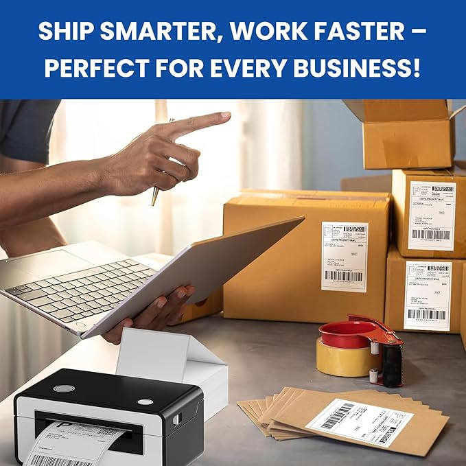 BEEKAY 2 Stack of 500 Label, 4x6 Thermal Direct Shipping White Fanfold Label Stack for Mailing Perforated,Strong Adhesive, Commercial Grade Compatible with Printer Like Rollo, MUNBYN, Zebra, Polono