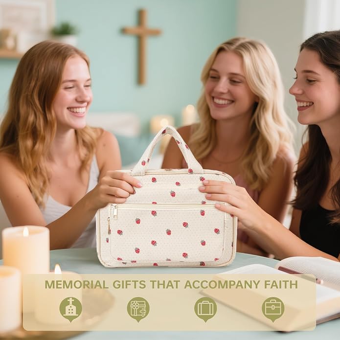 Bible Cover Case for Women Bible Study Supplies Organizer Bible Bags Corduroy Bible Carrying Case for Girls Christian Gifts