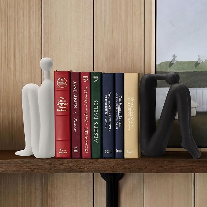 Book Ends Decorative for Shelves- Modern Bookends for Bookshelf Decor, Heavy Duty Book Holder and Book Stopper, Stylish Shelf Decorations and Bookends for Shelves