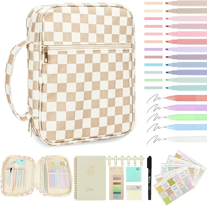 Yellow Bible Cover Case for Women Large Bible Cover Bag Bible Study Supplies Accessories Bible Journaling Kit for Girls Women