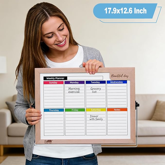 RXMC RUIXUANBOAD Desktop whiteboard 17.9x12.6 inch Magnetic Double-Sided Desktop Dry Erase Board Writing Board, Suitable for Home Office Teaching, Equipped with 3 Marker pens and 4 Magnets